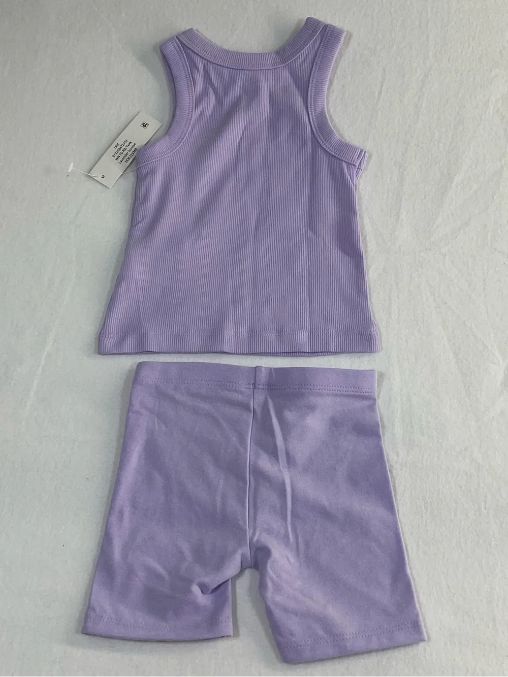 wonder nation Lilac Ribbed Tank and Bike Shorts Set